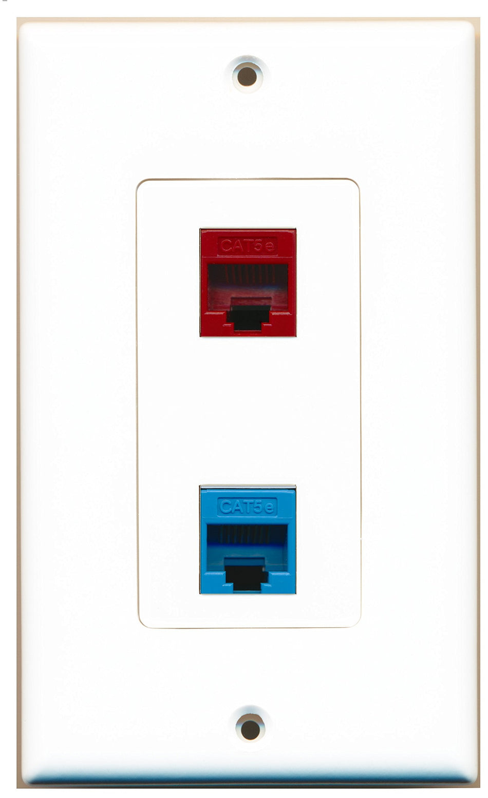 RiteAV 1 Port Cat5e Ethernet Blue 1 Port Cat5e Ethernet Red Wall Plate OVERSIZED