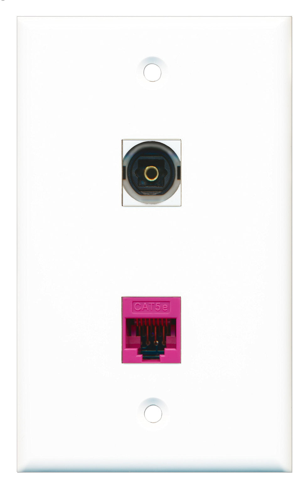 RiteAV - 1 Port Toslink 1 Port Cat5e Ethernet Pink Wall Plate - Bracket Included