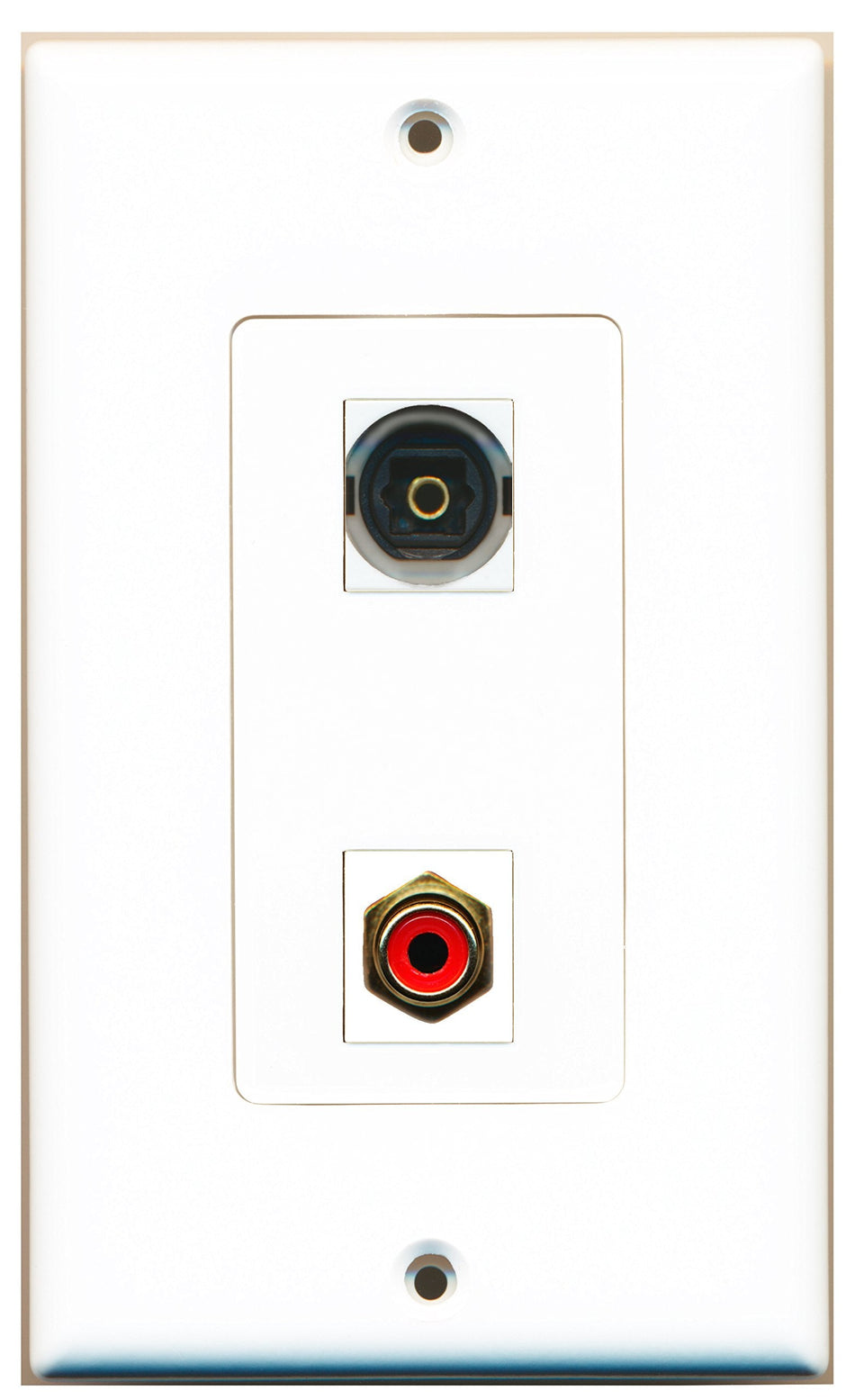 RiteAV 1 Port RCA Red 1 Port Toslink Digital Audio Wall Plate OVERSIZED White