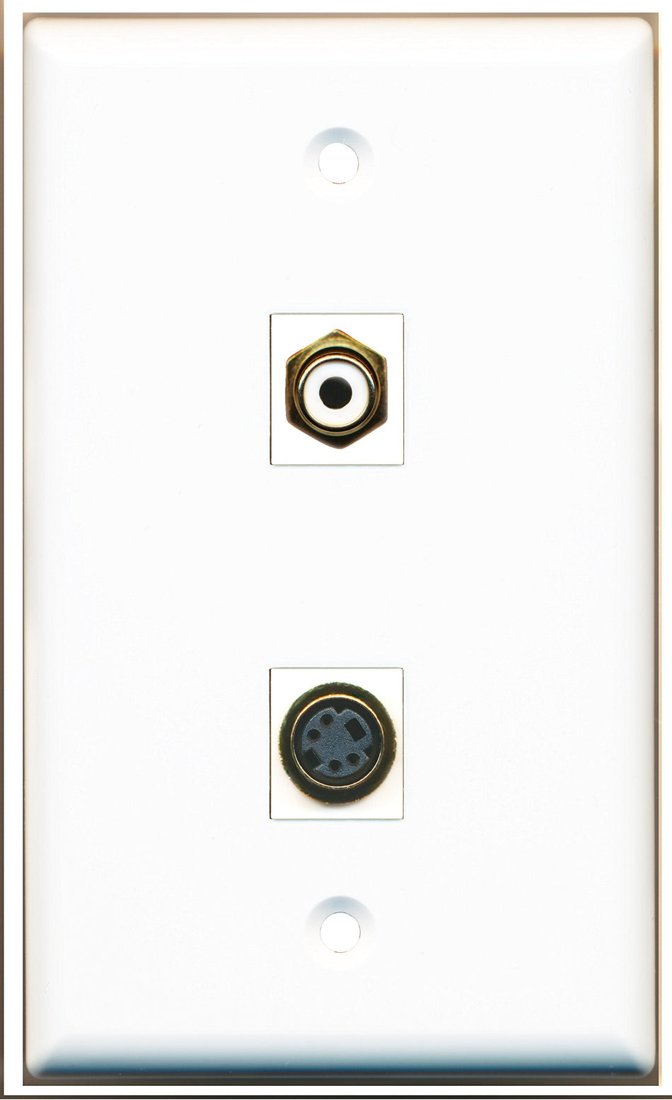 RiteAV - 1 Port RCA White 1 Port S-Video Wall Plate - Bracket Included