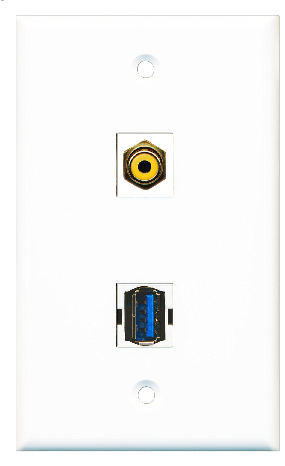 RiteAV - 1 Port RCA Yellow 1 Port USB 3 A-A Wall Plate - Bracket Included