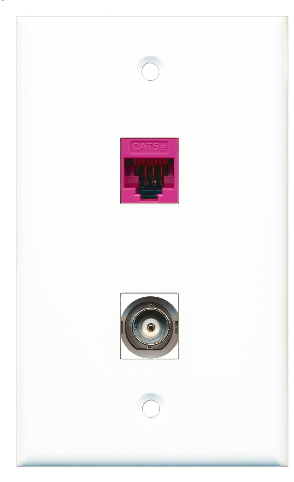 RiteAV - 1 Port BNC 1 Port Cat5e Pink Wall Plate - Bracket Included