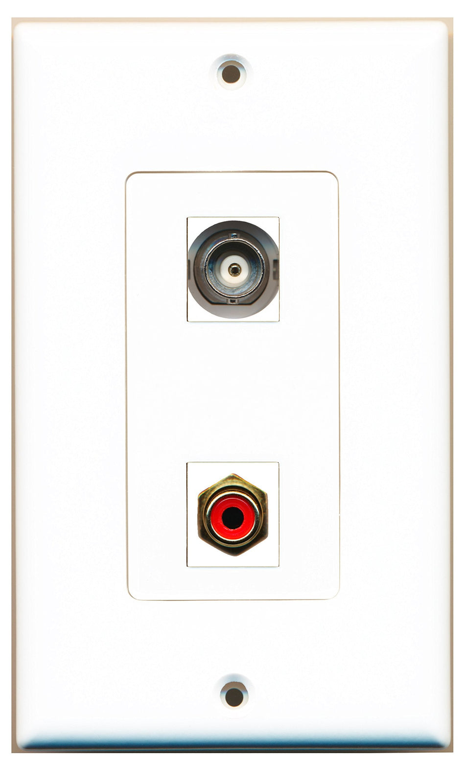 RiteAV 1 Port RCA Red 1 Port BNC Wall Plate OVERSIZED White