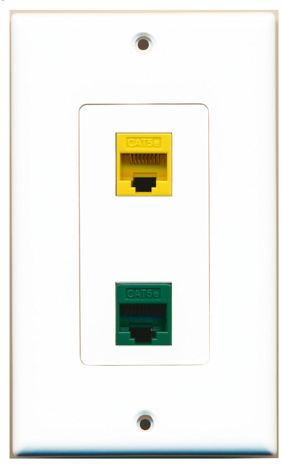 RiteAV 1 Port Cat5e Ethernet Yellow 1 Port Cat5e Ethernet Green Wall Plate OVERSIZED