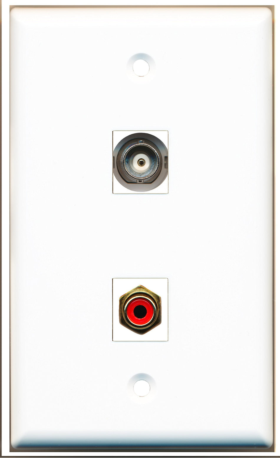 RiteAV - 1 Port RCA Red - 1 Port BNC Wall Plate White - Bracket Included