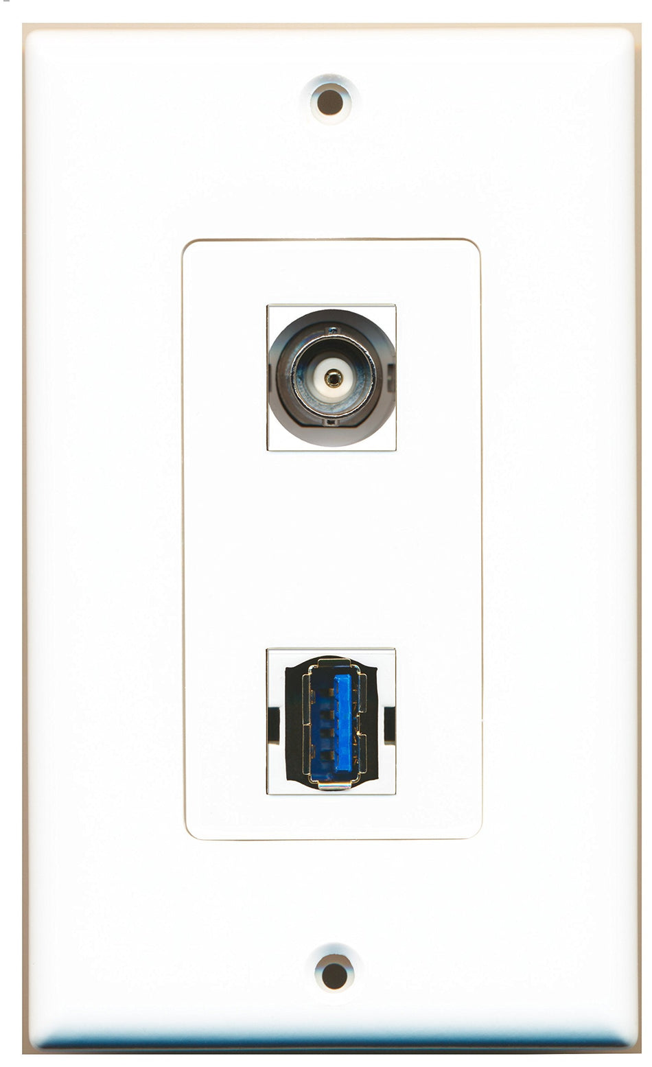 RiteAV 1 Port BNC 1 Port USB 3 A-A Wall Plate OVERSIZED