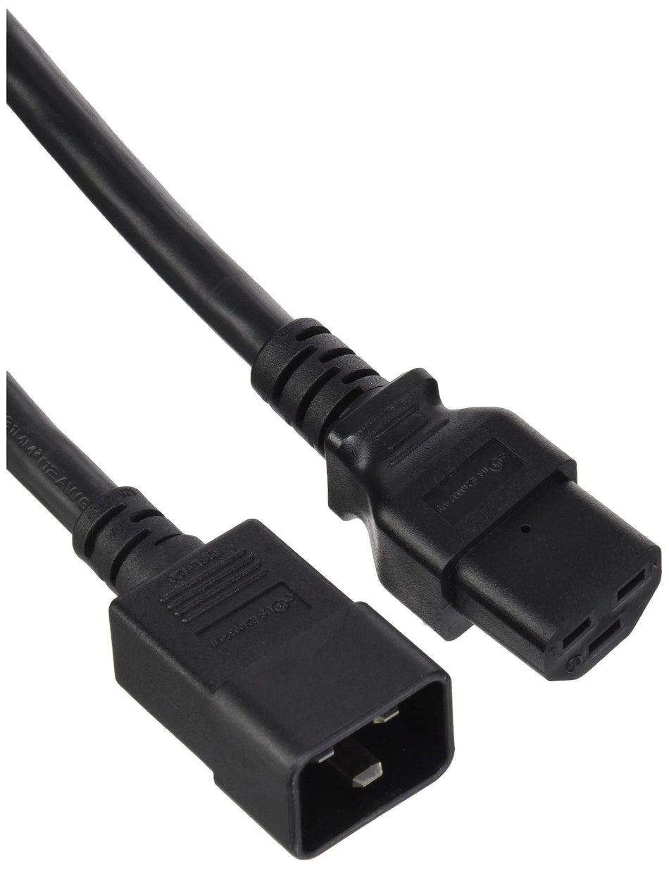Monoprice Heavy Duty Extension Cord - 15 Feet - Black | IEC 60320 C20 to IEC 60320 C21 12AWG 20A/2500W SJT 250V