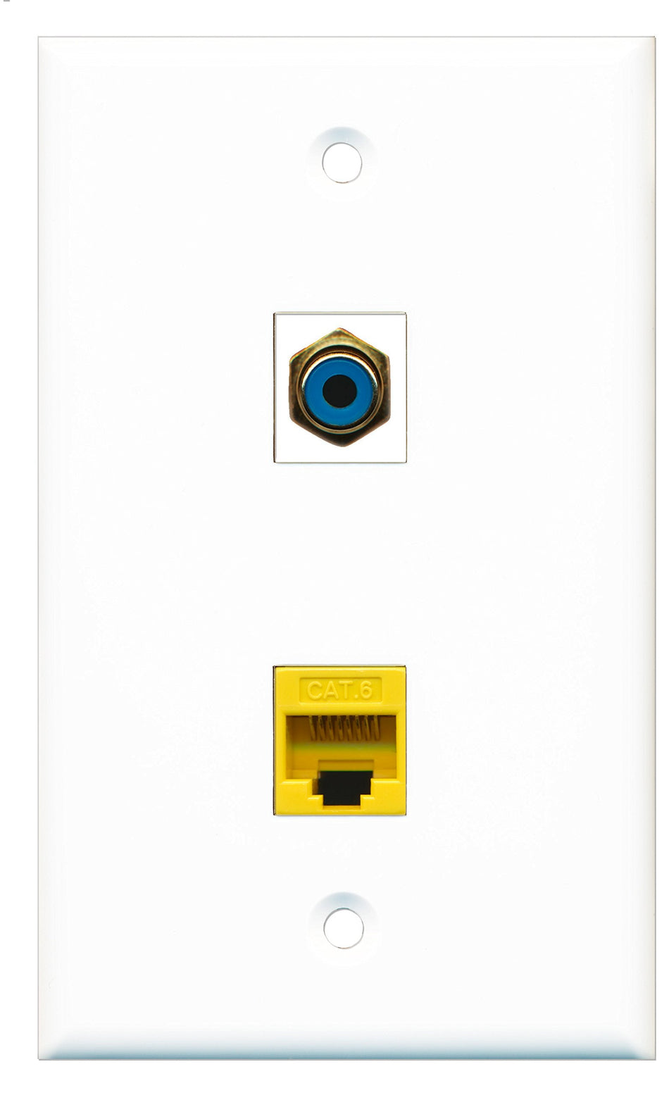 RiteAV - 1 Port RCA Blue 1 Port Cat6 Ethernet Yellow Wall Plate - Bracket Included