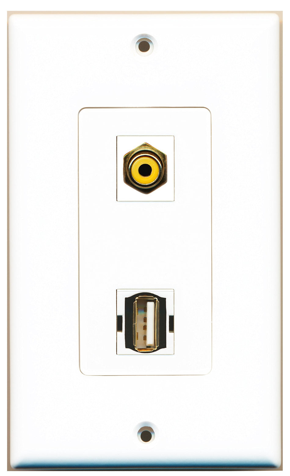 RiteAV 1 Port RCA Yellow 1 Port USB A-A Type Wall Plate OVERSIZED