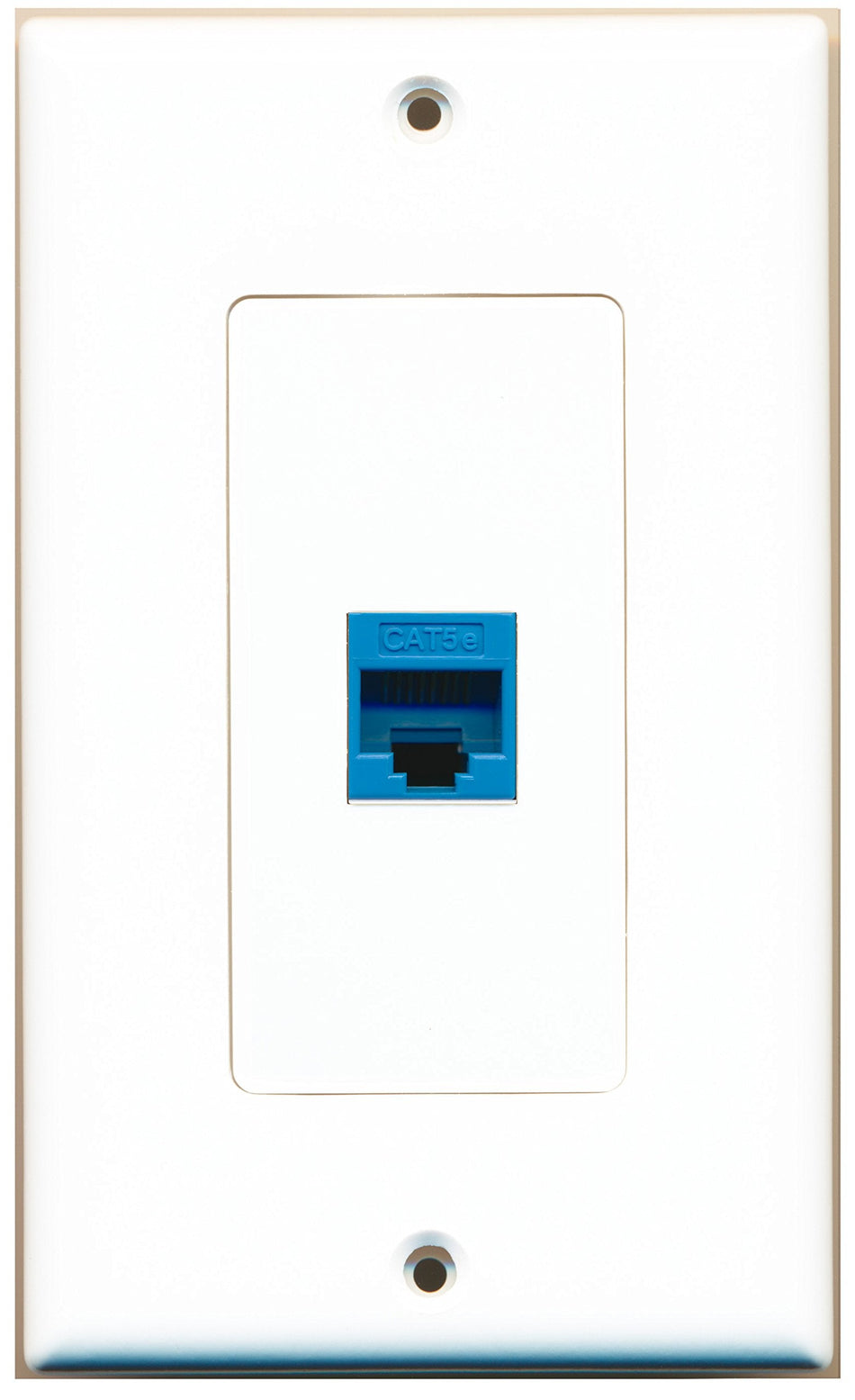 RiteAV 1 Port Cat5e Ethernet Blue Wall Plate OVERSIZED White
