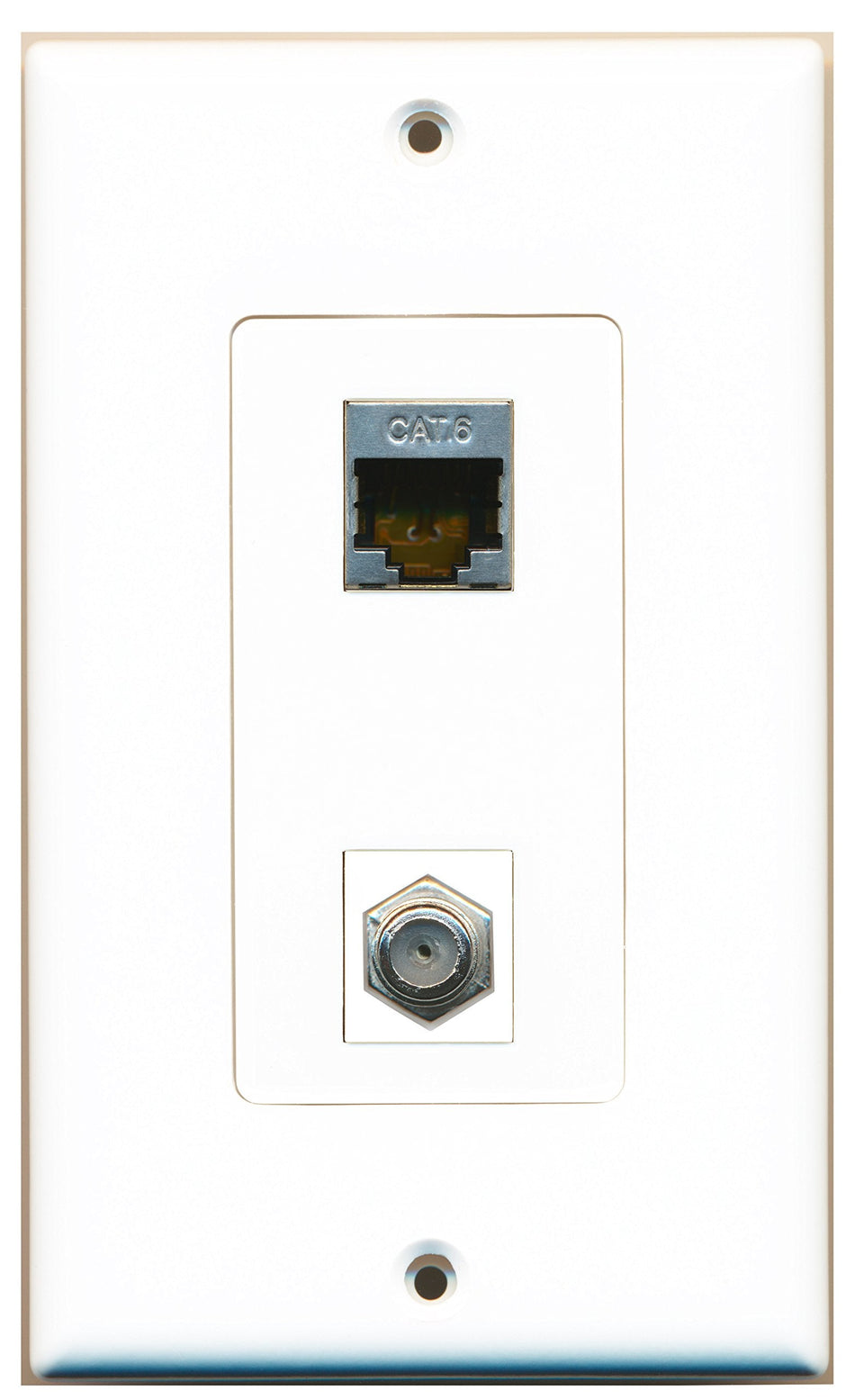 RiteAV 1 Port Coax 1 Port Shielded Cat6 Type Wall Plate OVERSIZED