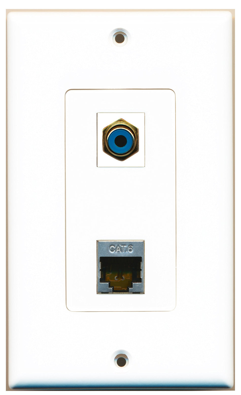 RiteAV 1 Port RCA Blue 1 Port Shielded Cat6 Type Wall Plate OVERSIZED