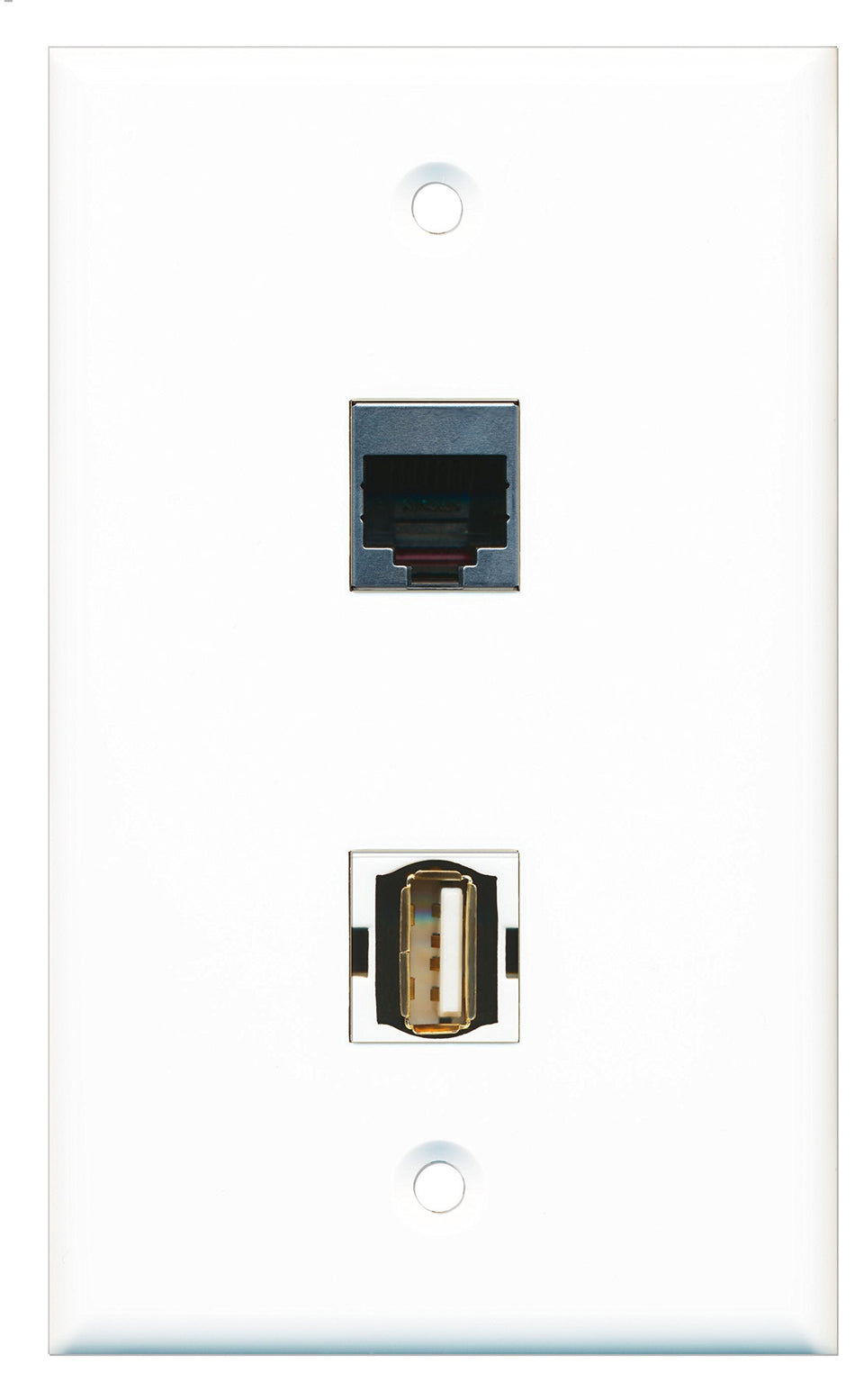 RiteAV - 1 Port USB A-A 1 Port RJ45 Shielded Wall Plate - Bracket Included