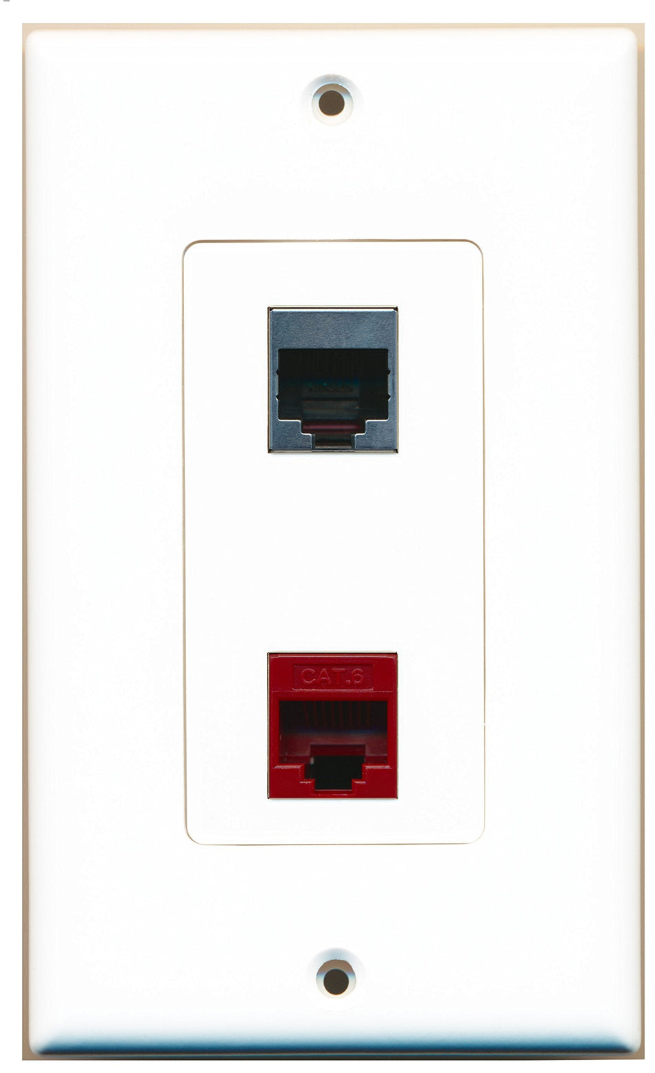 RiteAV 1 Port Cat6 Ethernet Red 1 Port RJ45 Shielded Wall Plate OVERSIZED