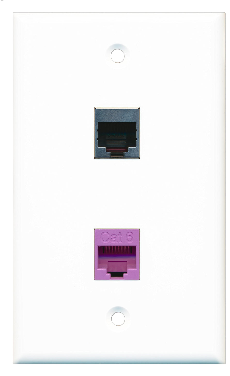 RiteAV - 1 Port Cat6 Ethernet Purple 1 Port RJ45 Shielded Wall Plate - Bracket Included