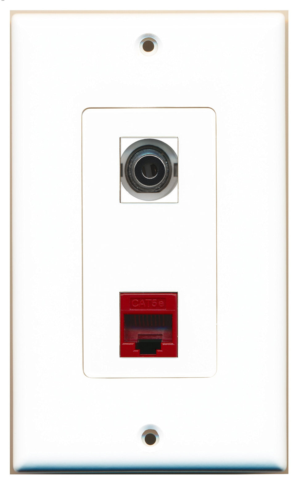 RiteAV 1 Port 3.5mm 1 Port Cat5e Ethernet Red Wall Plate OVERSIZED