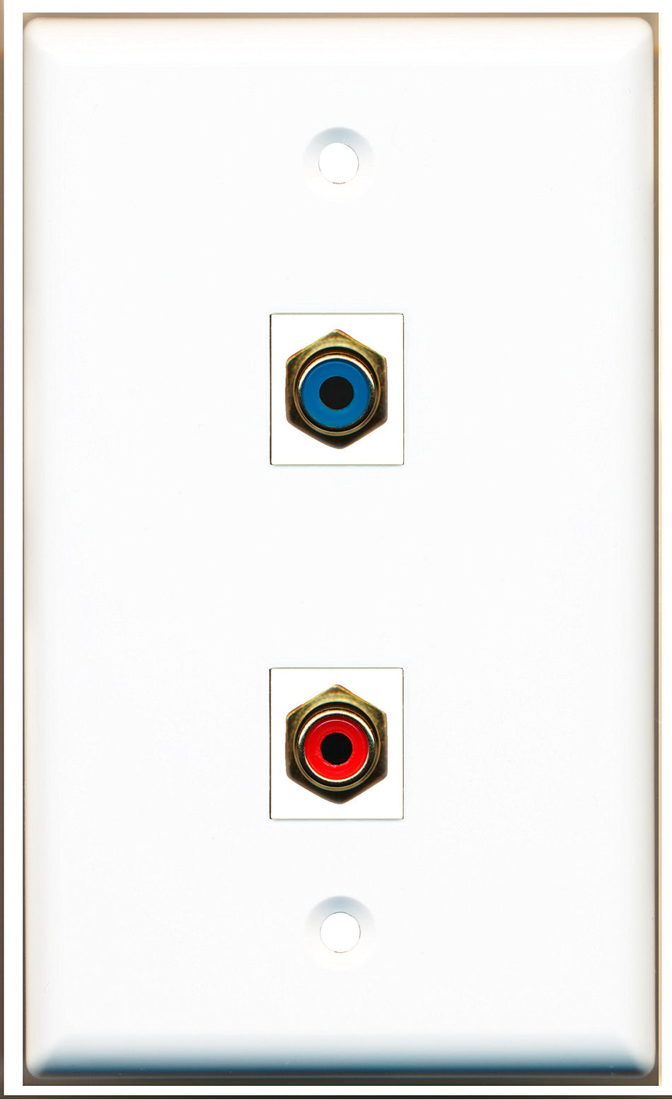 RiteAV - 1 Port RCA Red - 1 Port RCA Blue Wall Plate White - Bracket Included