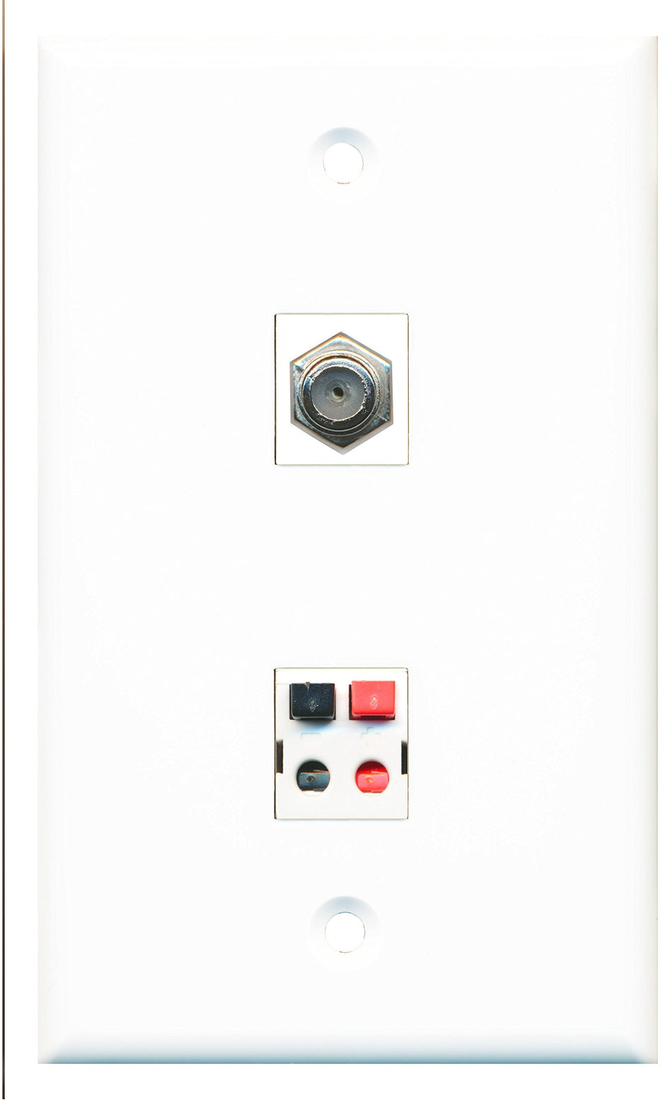 RiteAV - 1 Port Coax Cable TV- F-Type 1 Port Speaker Wall Plate - Bracket Included