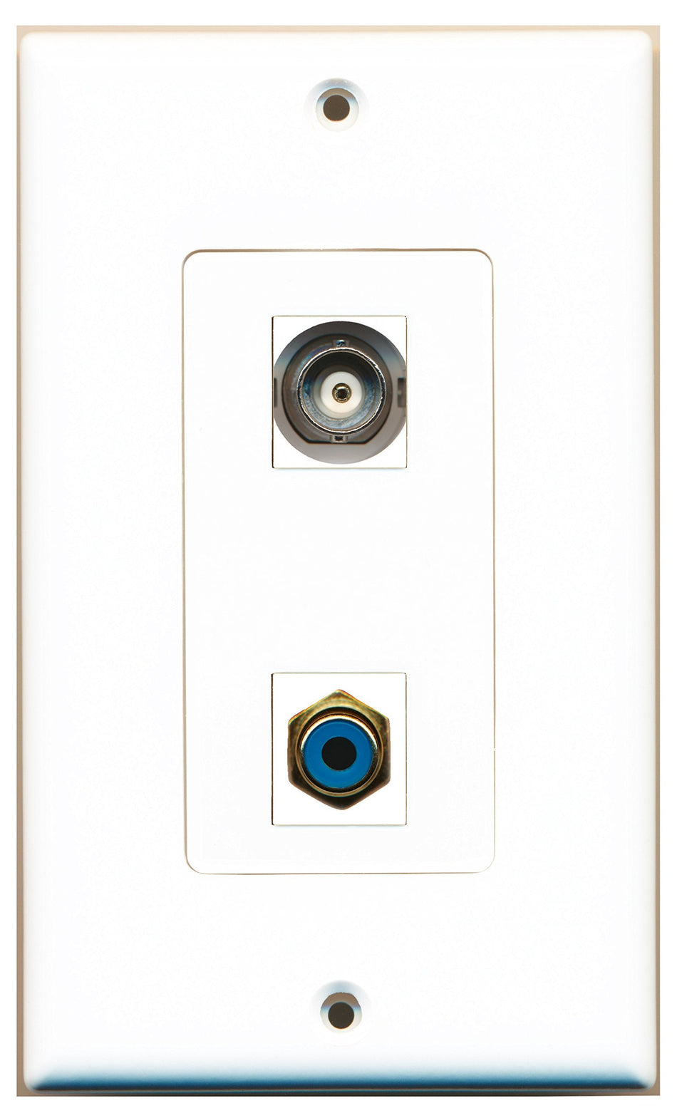 RiteAV 1 Port RCA Blue 1 Port BNC Wall Plate OVERSIZED White