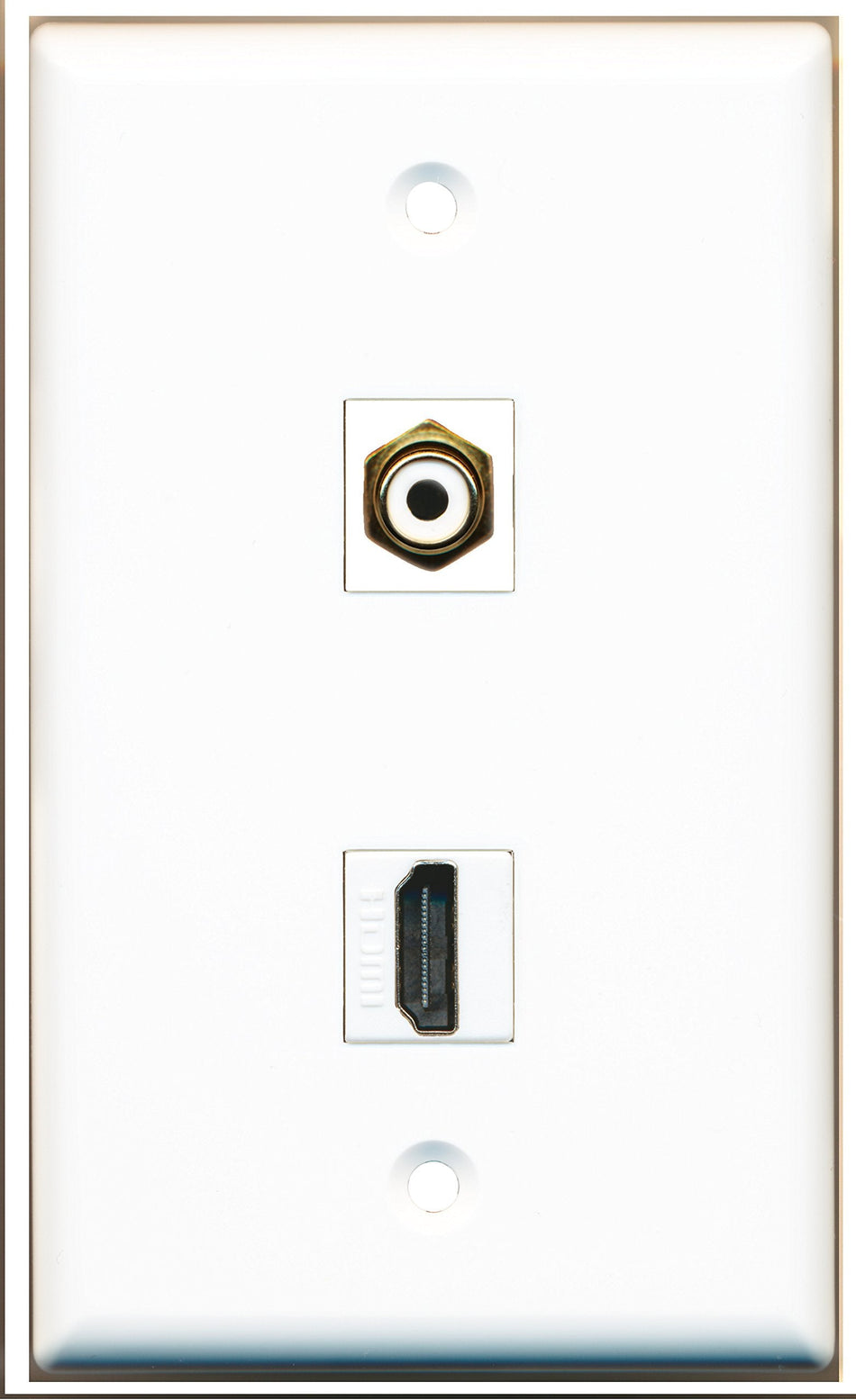 RiteAV - 1 Port HDMI - 1 Port RCA White Wall Plate White - Bracket Included