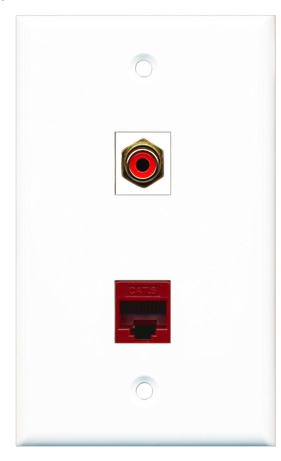 RiteAV - 1 Port RCA Red 1 Port Cat6 Ethernet Red Wall Plate - Bracket Included
