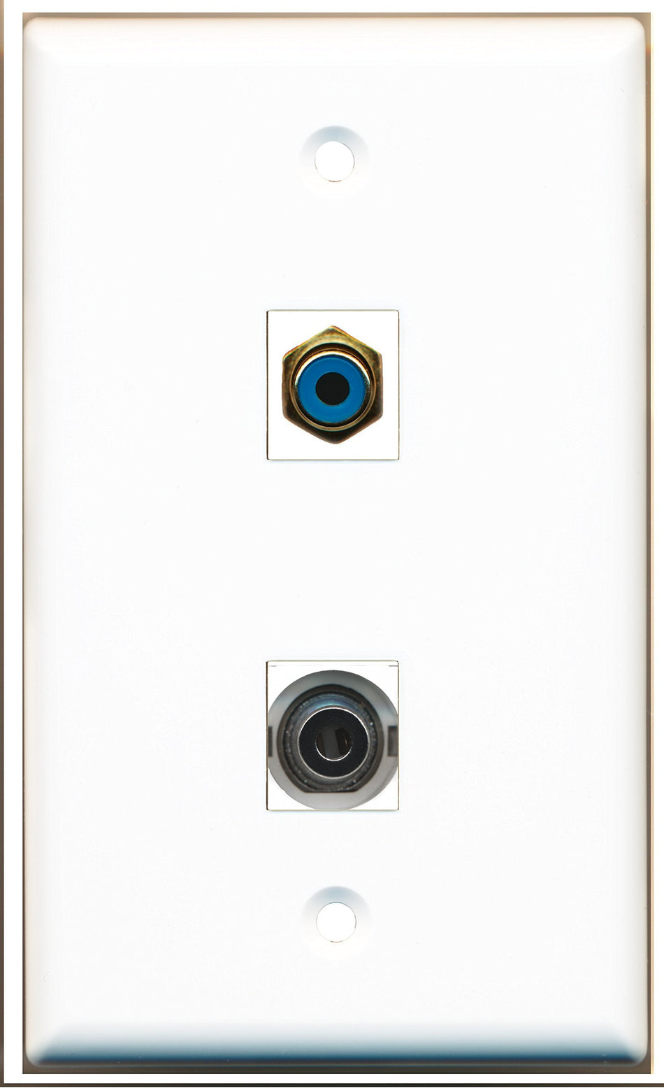 RiteAV - 1 Port RCA Blue 1 Port 3.5mm Wall Plate - Bracket Included