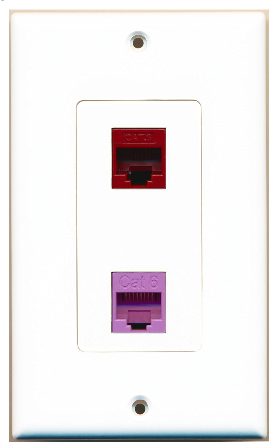 RiteAV 1 Port Cat6 Ethernet Red 1 Port Cat6 Ethernet Purple Wall Plate OVERSIZED