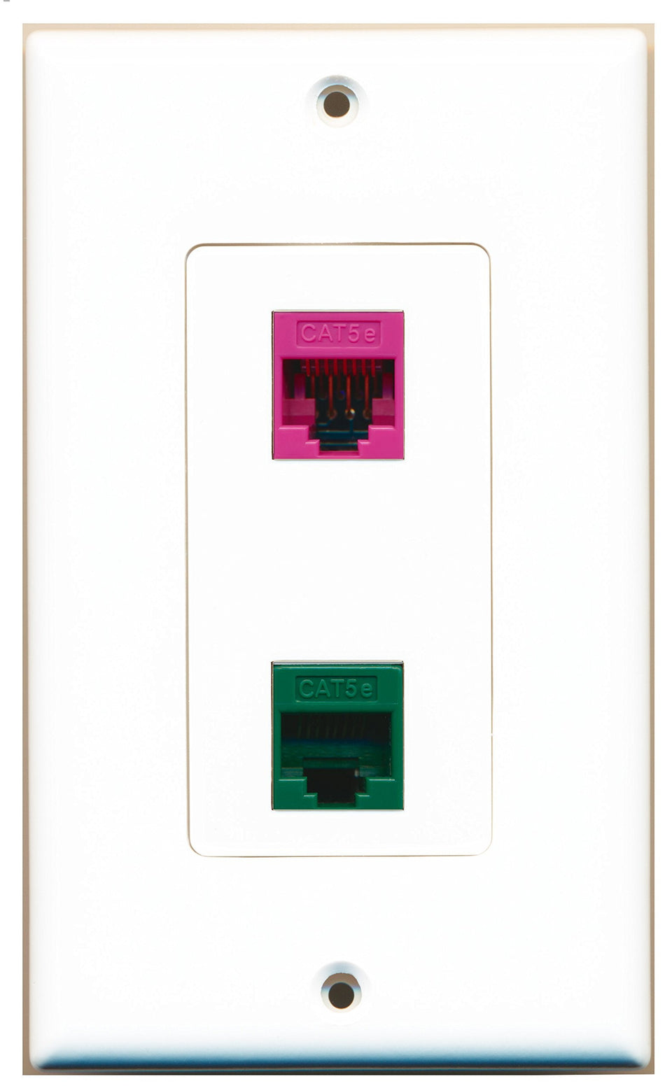 RiteAV 1 Port Cat5e Ethernet Pink 1 Port Cat5e Ethernet Green Wall Plate OVERSIZED