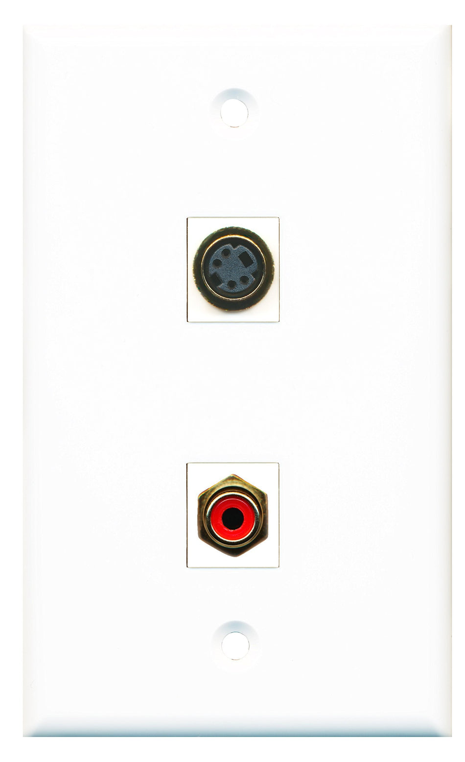 RiteAV - 1 Port RCA Red - 1 Port S-Video Wall Plate White - Bracket Included