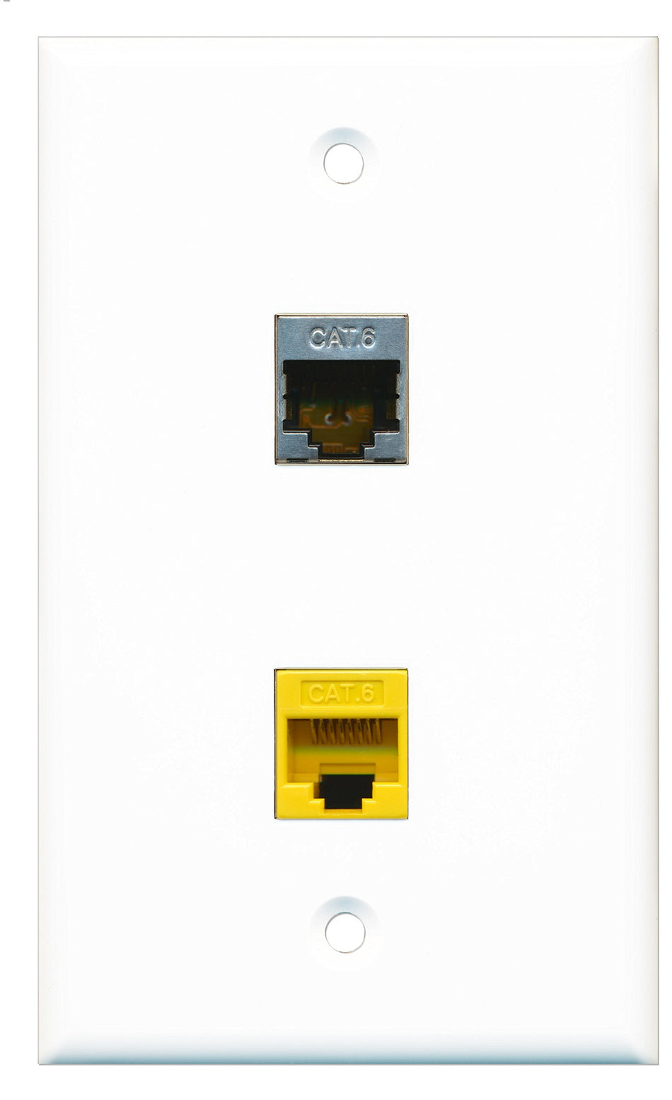 RiteAV - 1 Port Shielded Cat6 Ethernet 1 Port Cat6 Ethernet Yellow Wall Plate - Bracket Included
