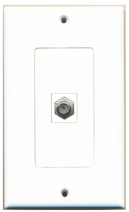 RiteAV 1 Coax Cable TV Port Wall Plate OVERSIZED White