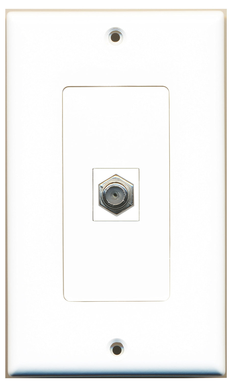RiteAV 1 Coax Cable TV Port Wall Plate OVERSIZED White