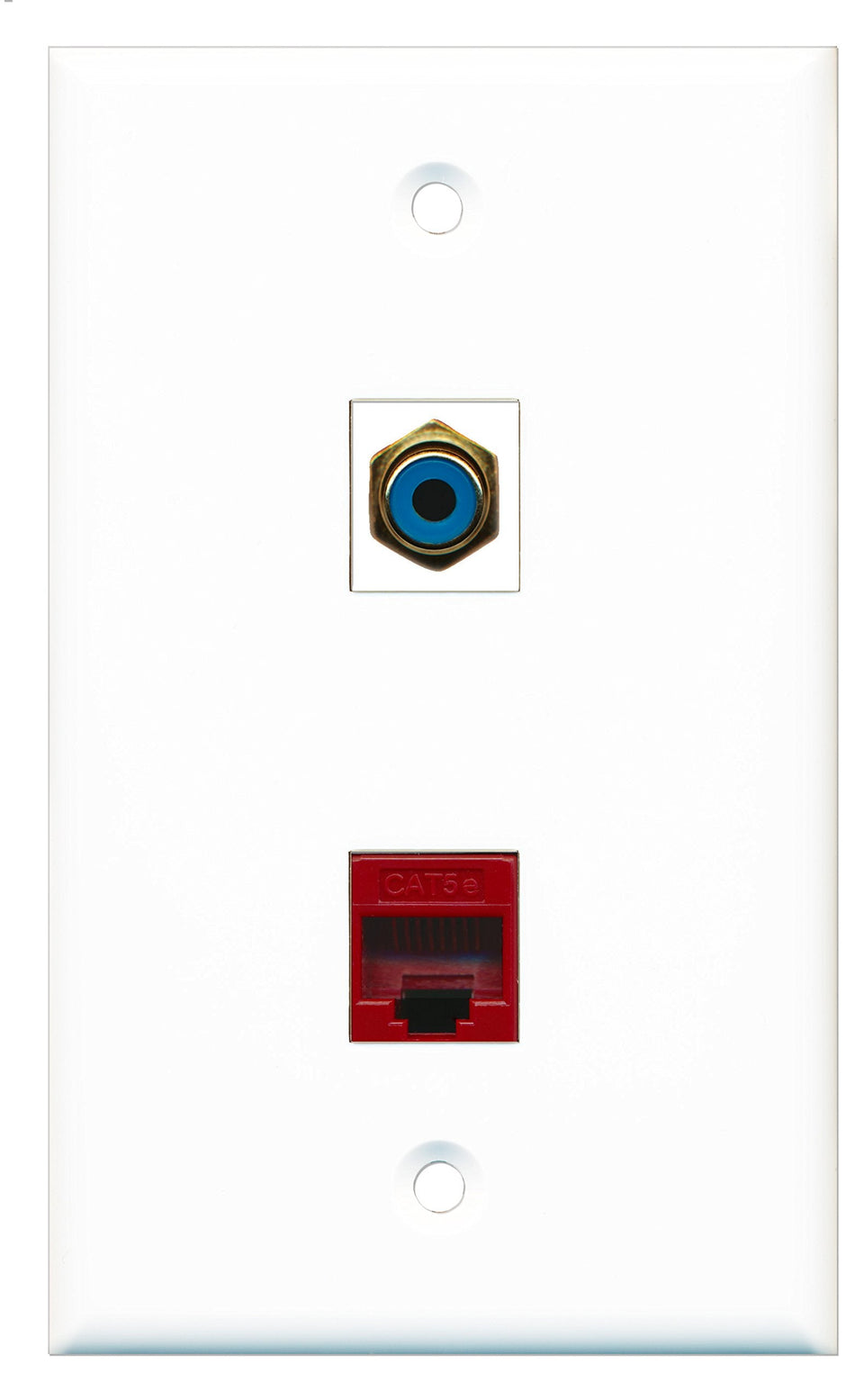 RiteAV - 1 Port RCA Blue 1 Port Cat5e Ethernet Red Wall Plate - Bracket Included