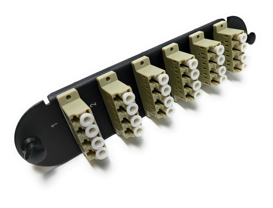 RiteAV - CCH LC/LC (6 Port Quad w/24 Fiber Connectors) Adapter Panel (Non-LGX) Beige/Black (50/125) for Orange OM2 Multimode