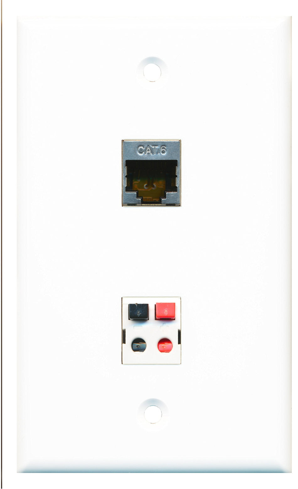 RiteAV - 1 Port Shielded Cat6 Ethernet 1 Port Speaker Wall Plate - Bracket Included