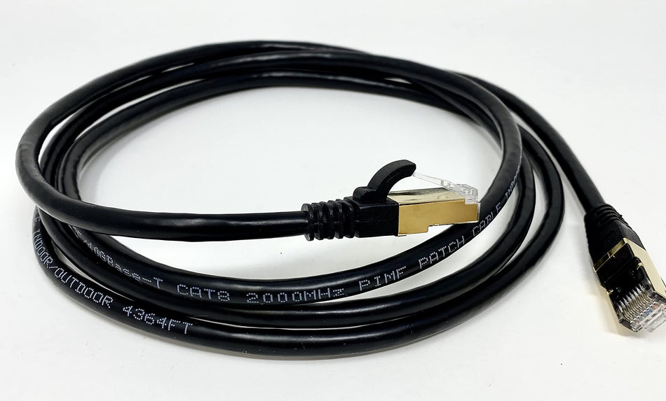 RiteAV - Cat8 Indoor/Outdoor, High Speed, Heavy Duty Ethernet Cable, UV Resistant, Weatherproof, S/FTP, 40Gbps, 2000 MHz, Gold Plated RJ45 Connectors for Modem/Router/Gaming - 6FT