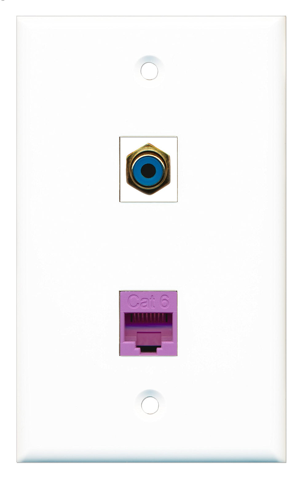 RiteAV - 1 Port RCA Blue 1 Port Cat6 Ethernet Purple Wall Plate - Bracket Included