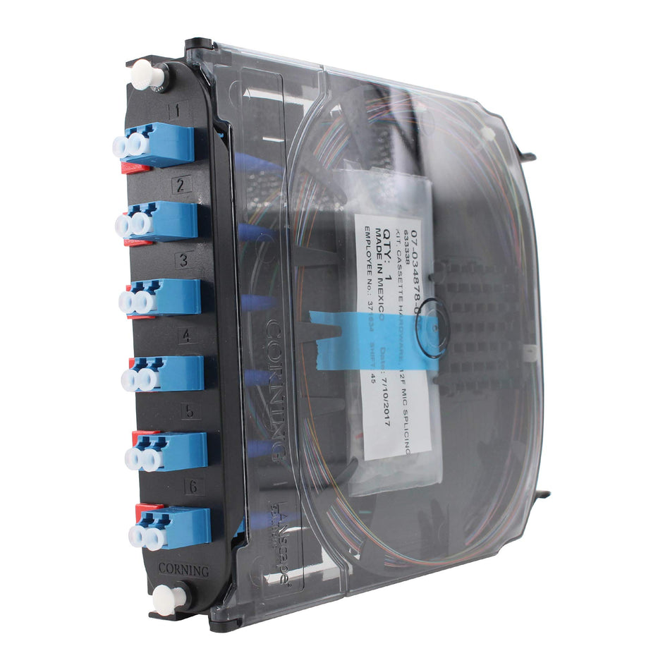 Corning CCH-CS12-A9-P00RE CCH Splice Cassette, Pigtailed, 12-Fiber, LC, Duplex, OS2, 250um