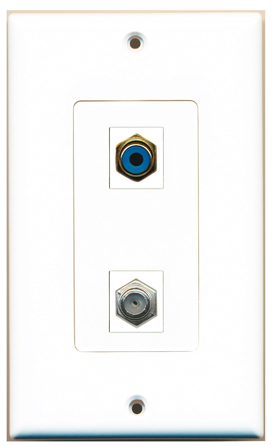 RiteAV 1 Port RCA Blue 1 Port Coax Type Wall Plate OVERSIZED