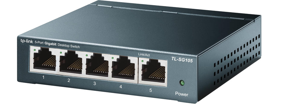 RiteAV - TL-SG105, 5 Port Gigabit Unmanaged Ethernet Switch, Network Hub, Ethernet Splitter, Plug & Play, Fanless Metal Design, Shielded Ports, Traffic Optimization