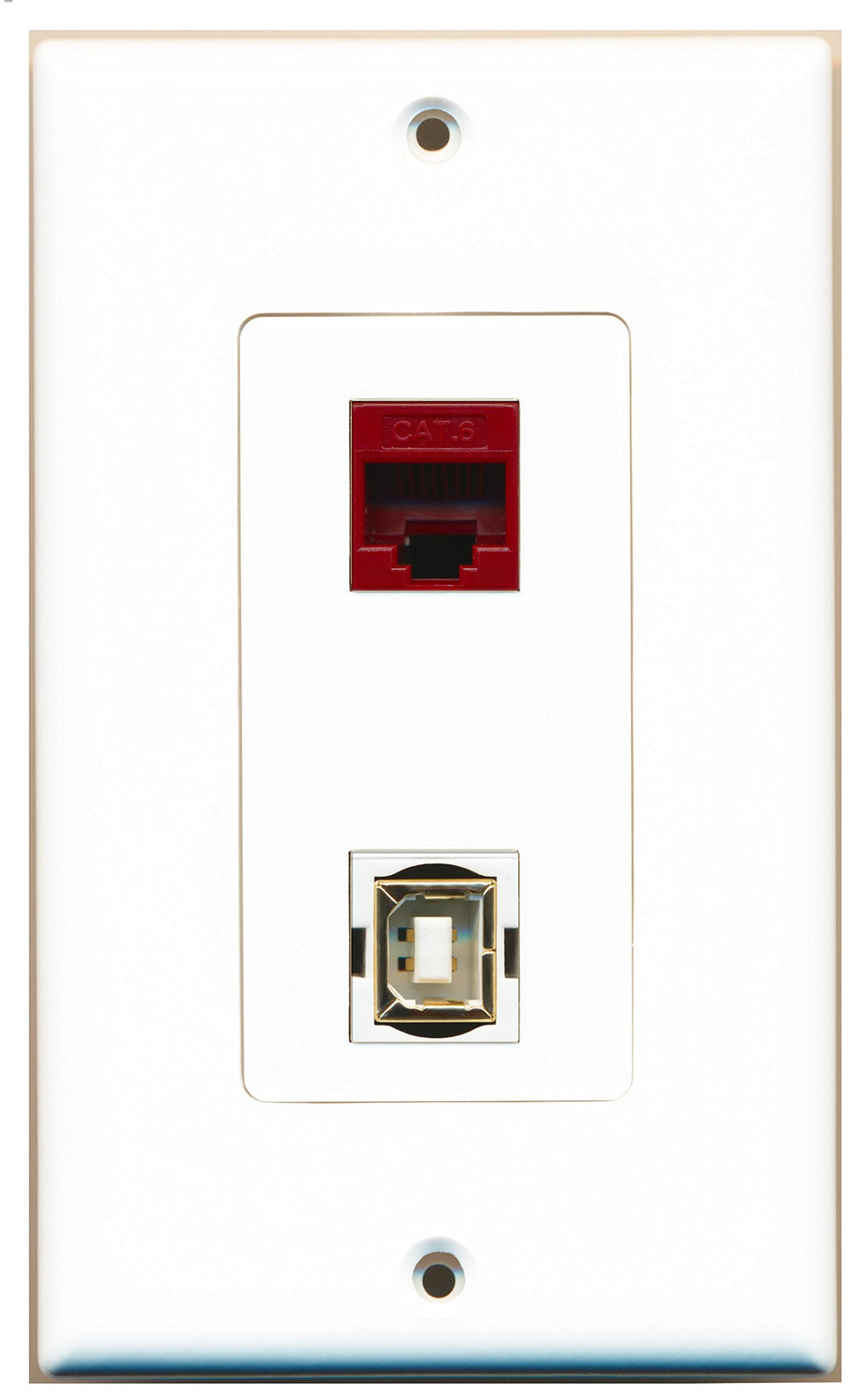 RiteAV 1 Port Cat6 Ethernet Red 1 Port USB B-B Wall Plate OVERSIZED