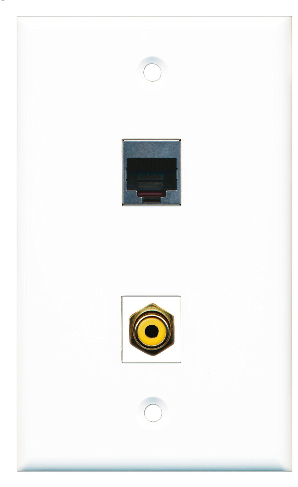 RiteAV - 1 Port RCA Yellow 1 Port RJ45 Shielded Wall Plate - Bracket Included