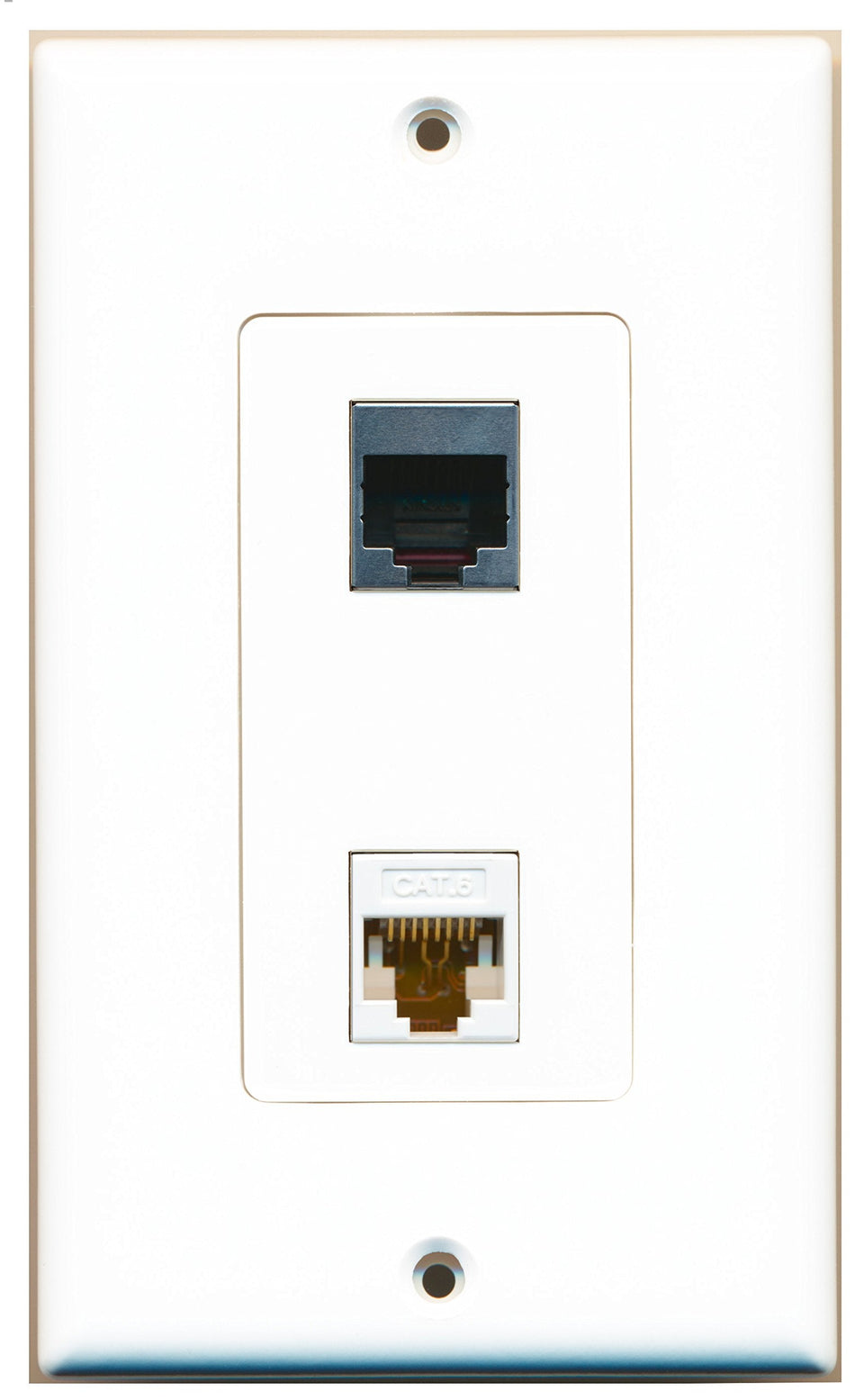 RiteAV 1 Port Cat6 Ethernet White 1 Port RJ45 Shielded Wall Plate OVERSIZED