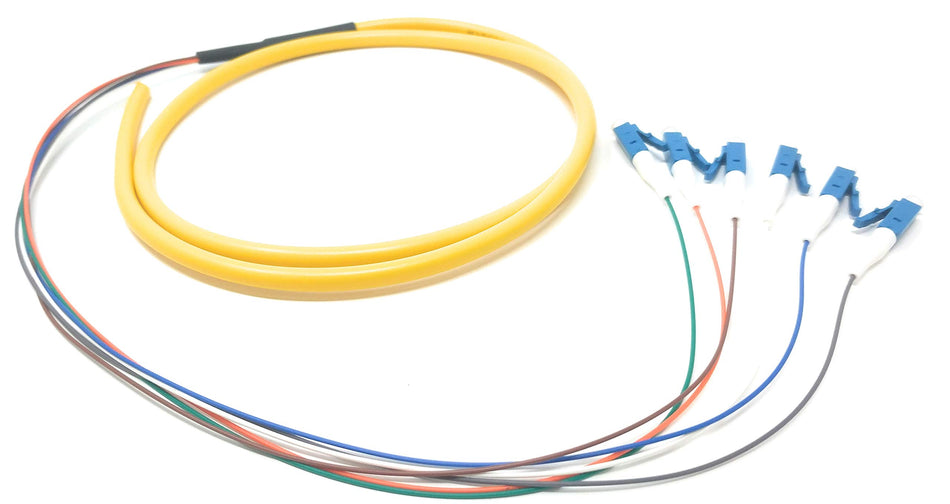 Ultra Spec Cables 6 Strand Singlemode 9/125 LC-UPC Fiber Pigtail 1 Meter for Splice