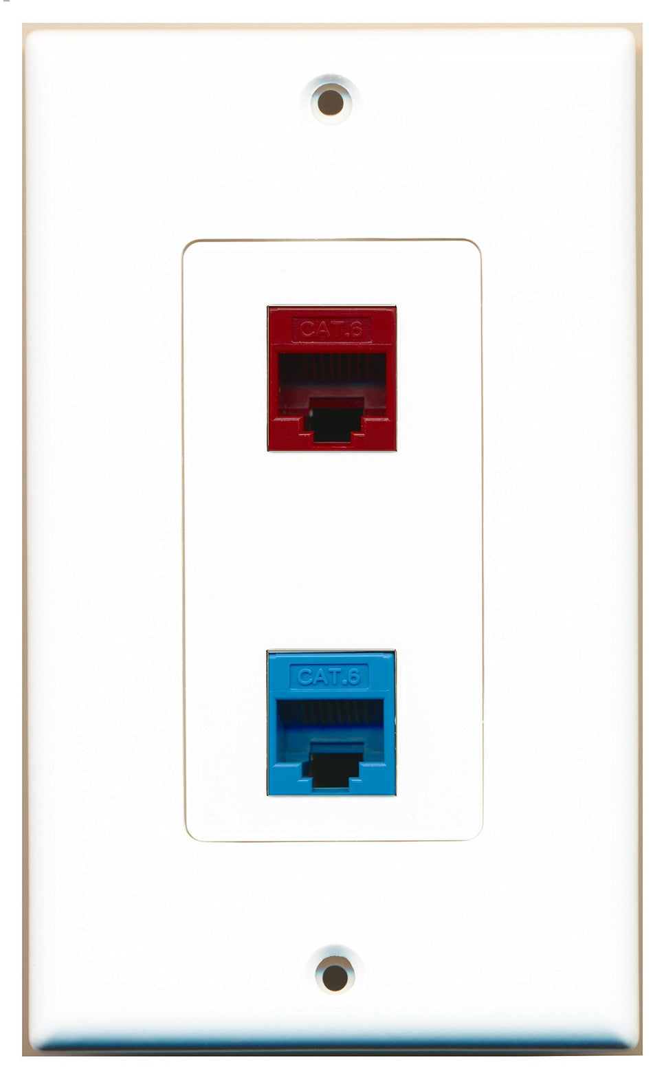 RiteAV 1 Port Cat6 Ethernet Red 1 Port Cat6 Ethernet Blue Wall Plate OVERSIZED