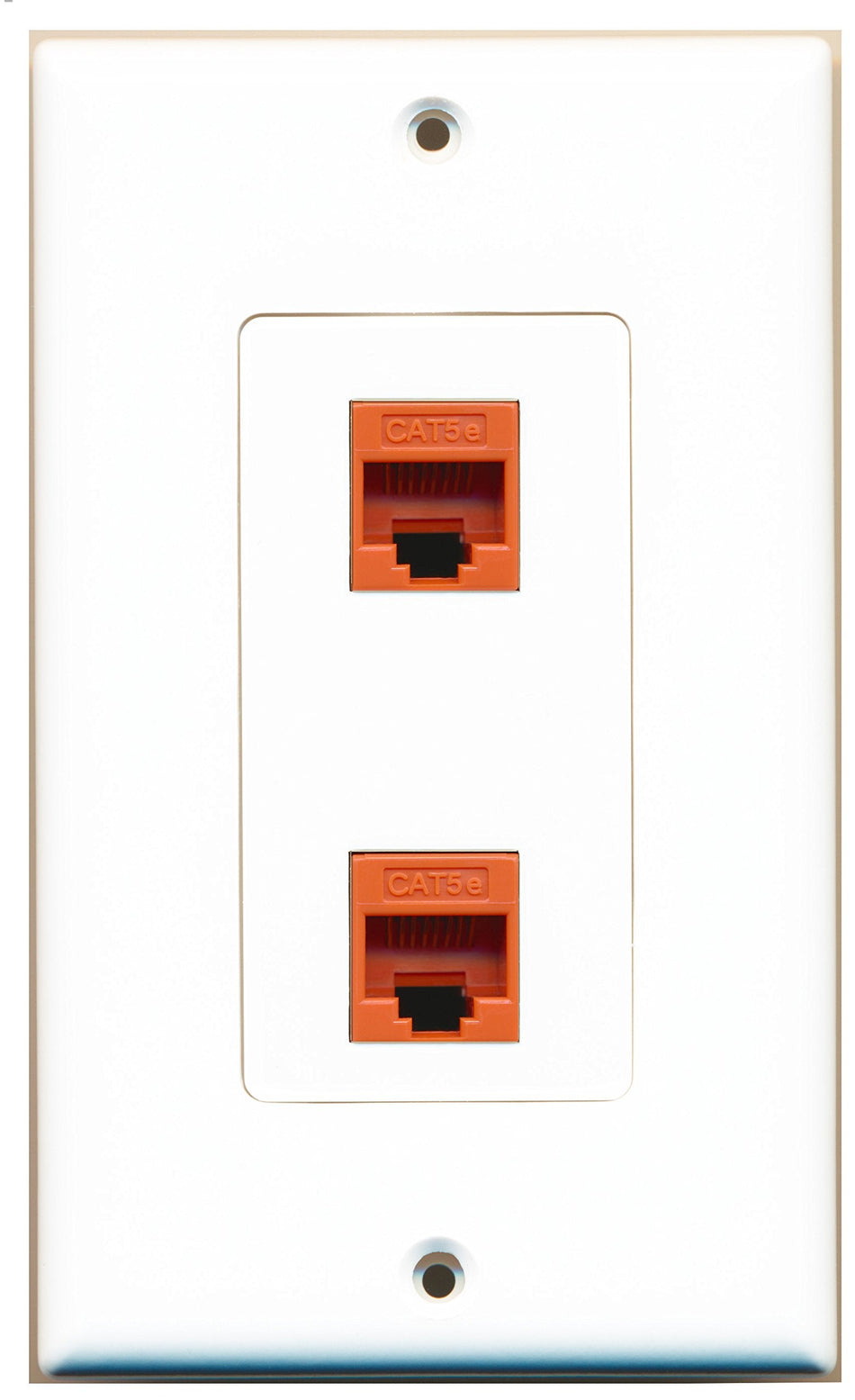 RiteAV 2 Port Cat5e Ethernet Orange Wall Plate OVERSIZED White