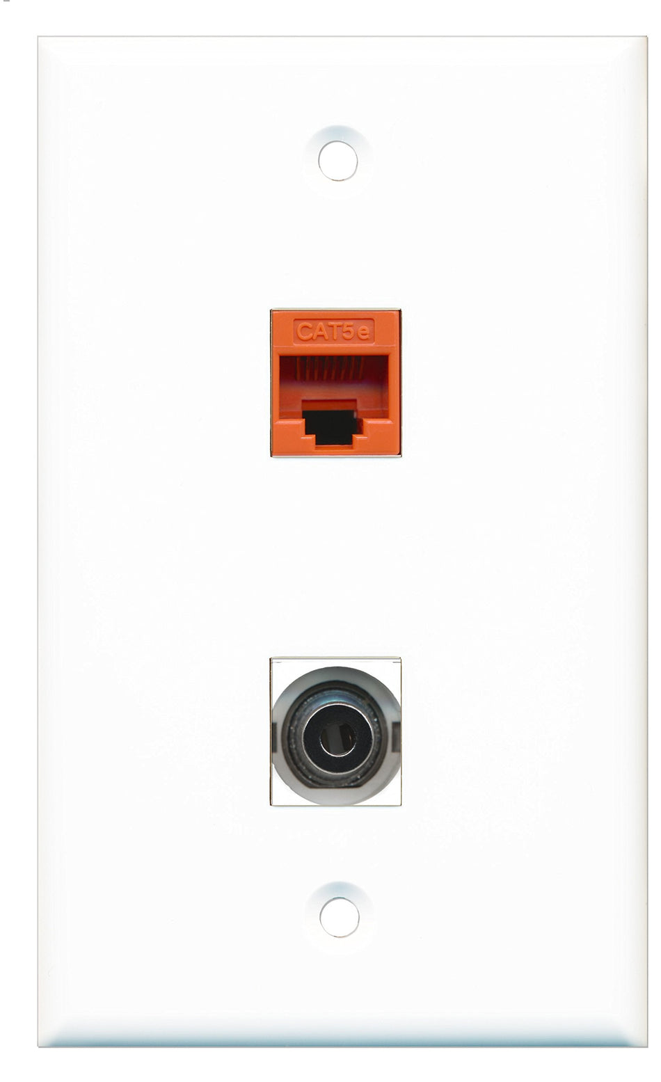 RiteAV - 1 Port 3.5mm 1 Port Cat5e Orange Wall Plate - Bracket Included