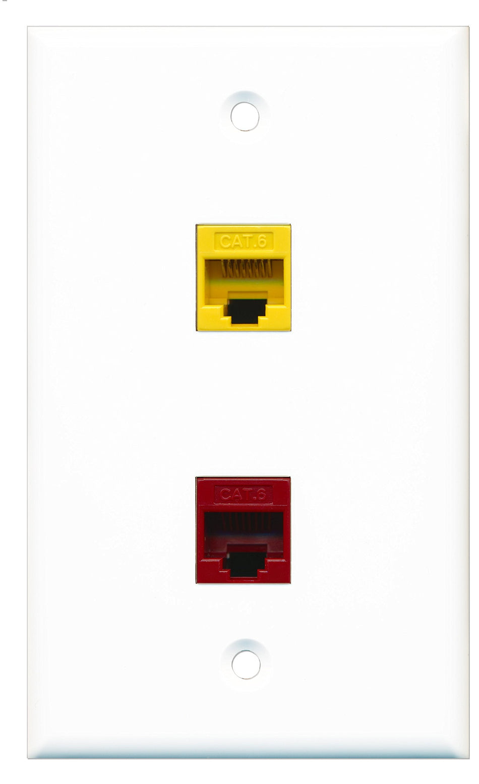 RiteAV - 1 Port Cat6 Ethernet Red 1 Port Cat6 Ethernet Yellow Wall Plate - Bracket Included