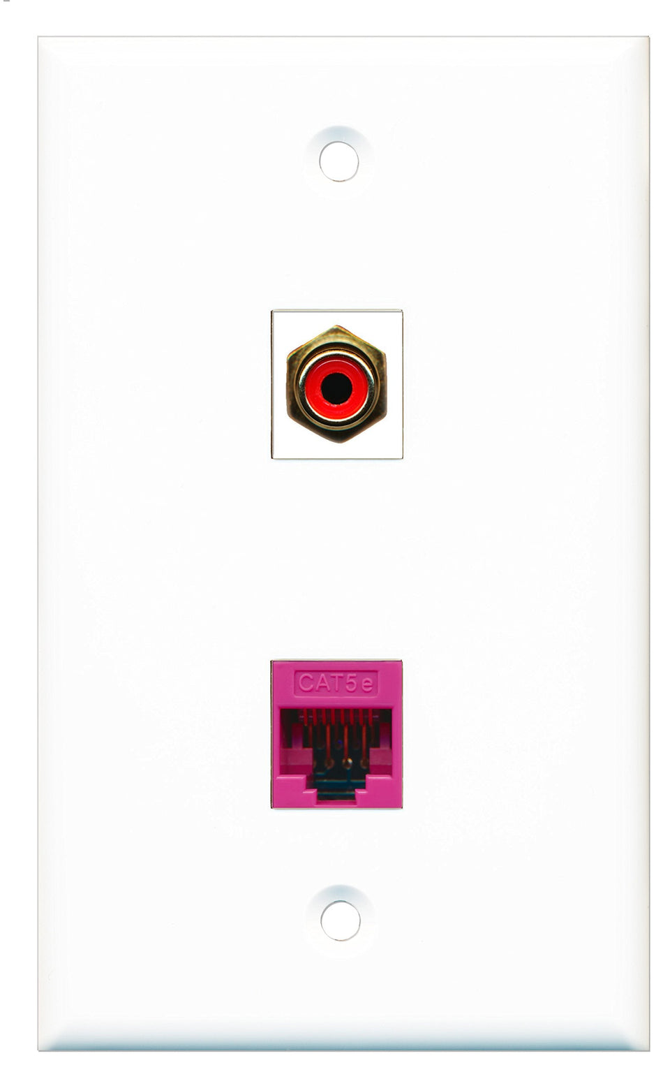 RiteAV - 1 Port RCA Red 1 Port Cat5e Ethernet Pink Wall Plate - Bracket Included