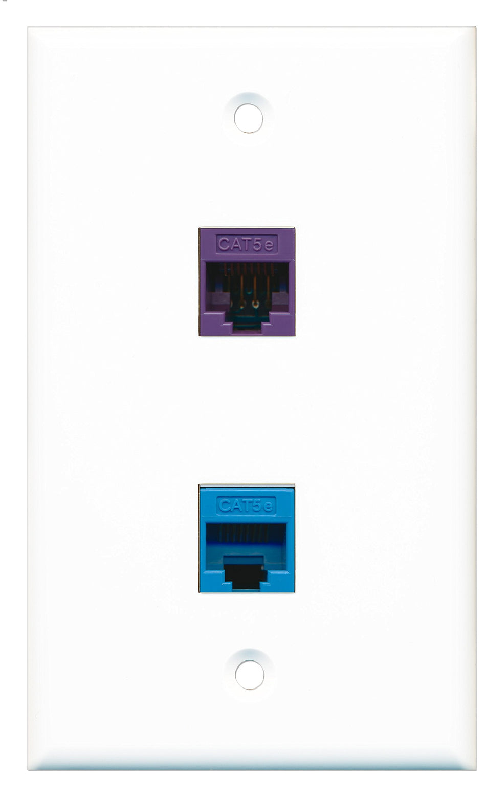 RiteAV - 1 Port Cat5e Ethernet Blue 1 Port Cat5e Ethernet Purple Wall Plate - Bracket Included